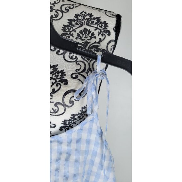 Madewell Sundress Women’s Size 14 Sleeves Plaid White/Blue Lined Midi - Picture 2 of 12